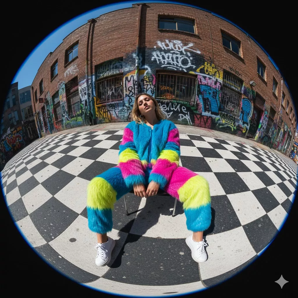 360 degree street fashion woman graffiti urban