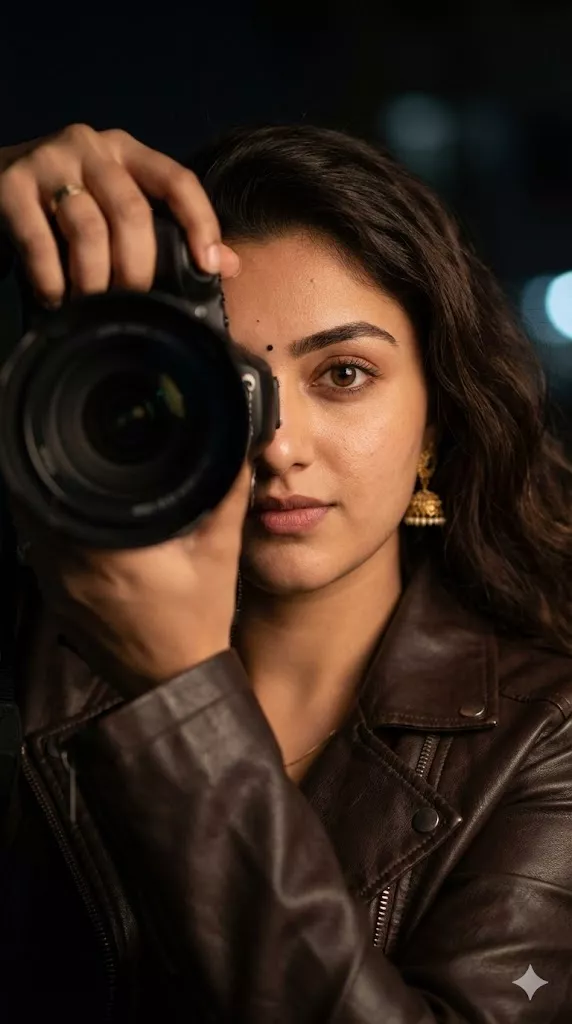 cinematic low light photographer portrait leather jacket