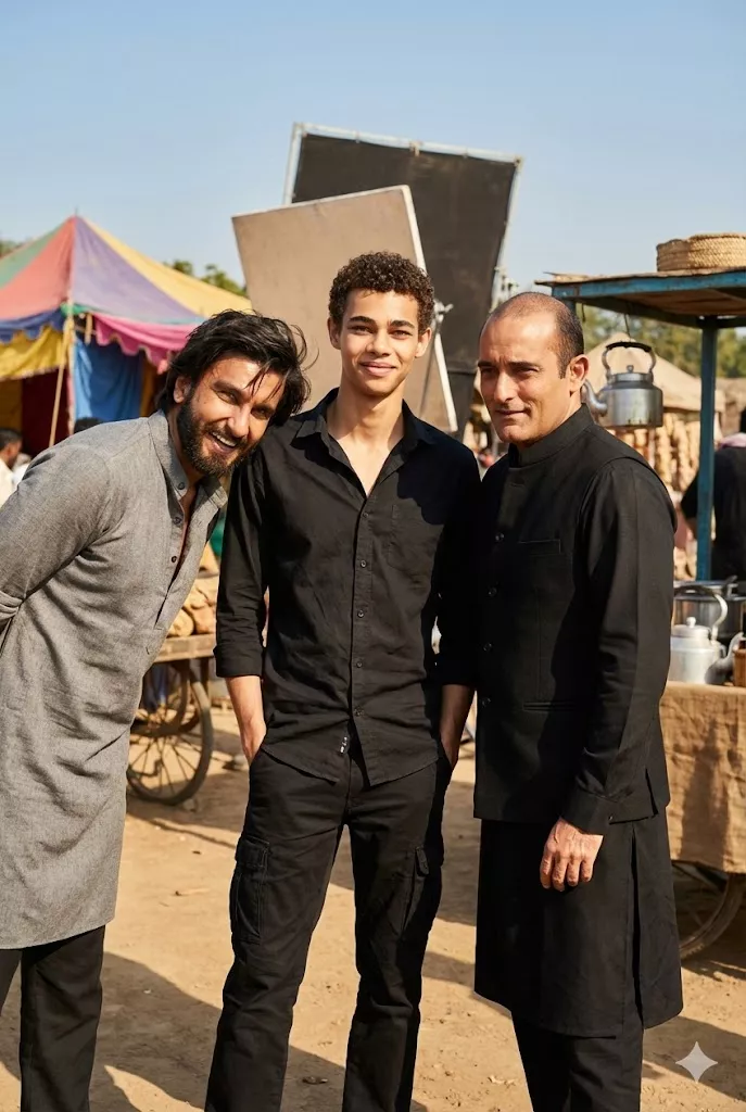 dhurender movie set mid body cinematic portrait gemini ai