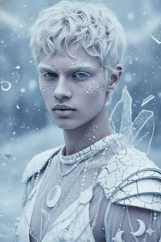 androgynous luxury fashion editorial portrait frost inspired 8k