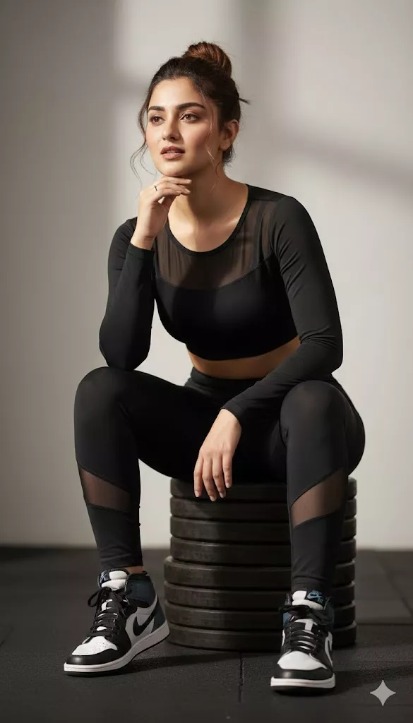 mulher sentada anilha academia retrato introspectivo