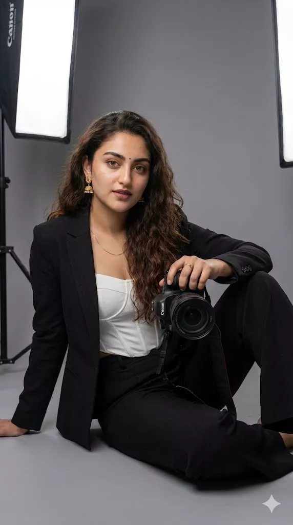 editorial seated photographer portrait studio confidence