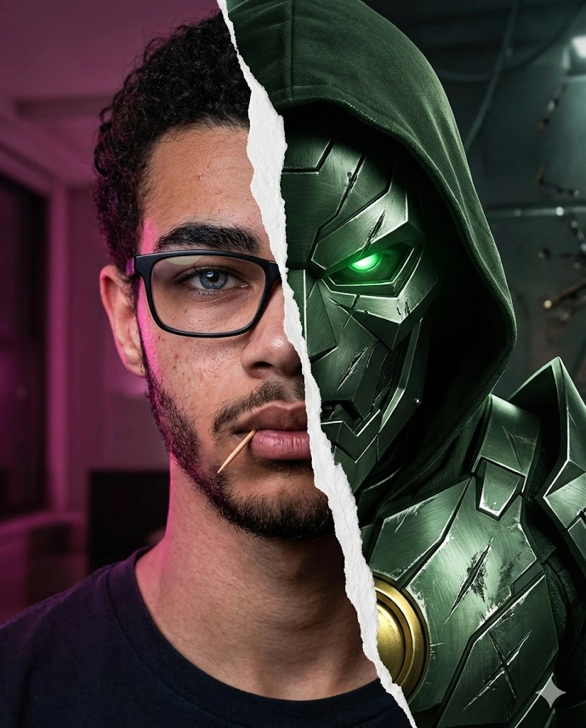 split face cinematic avengers doomsday ai poster