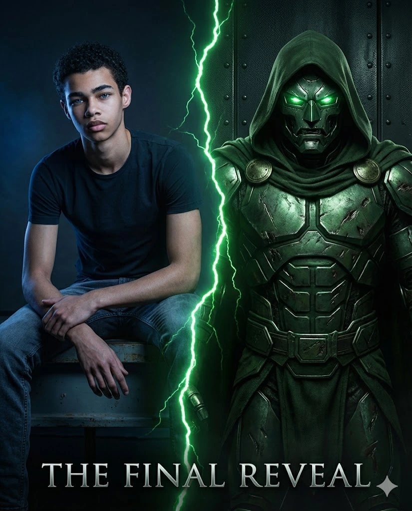 avengers style split face ai movie poster