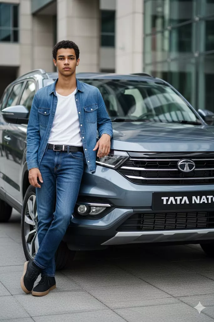 low angle tata sierra car launch style cinematic photo