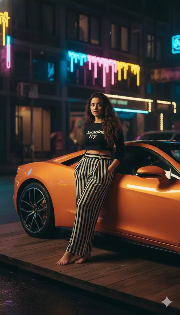 urban street fashion portrait woman oversized hoodie tattoo nightlife