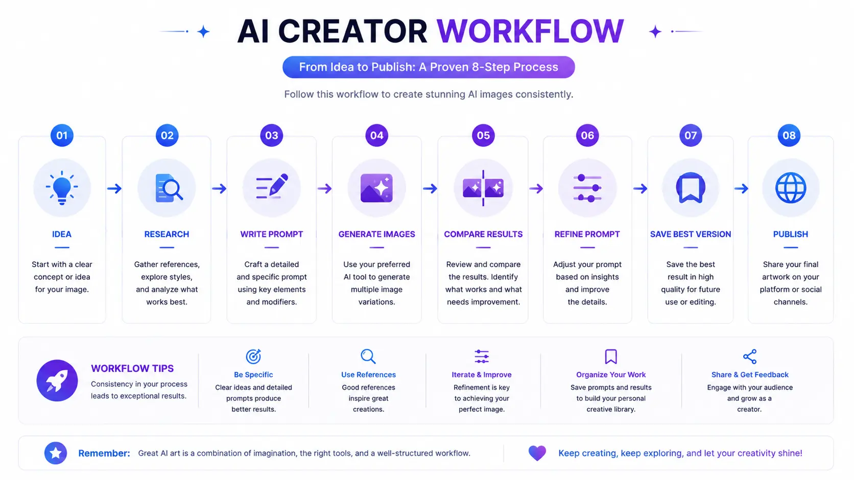 Professional AI creator workflow from idea to final AI image