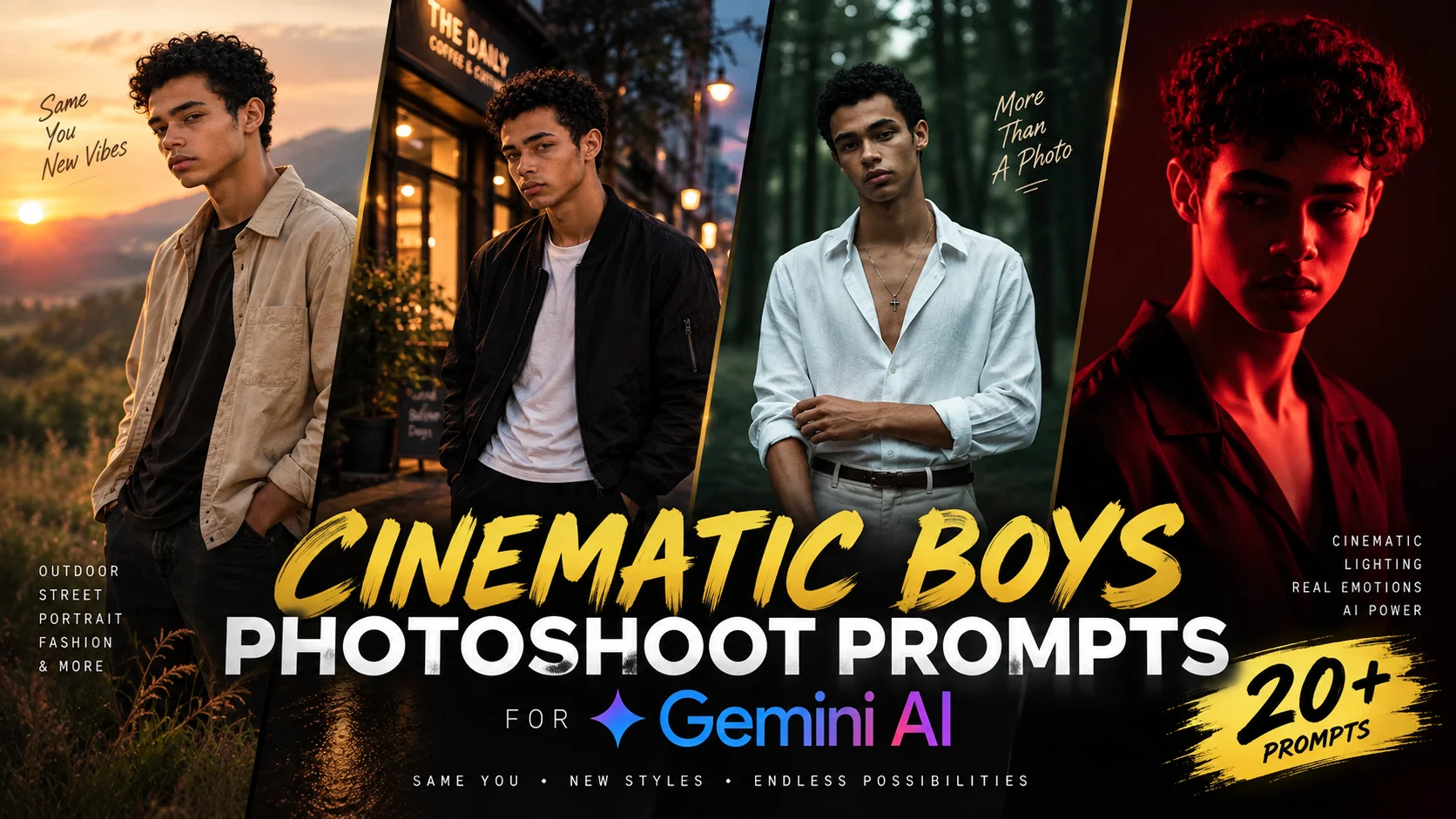 Cinematic Boys Photoshoot Prompts for Gemini AI