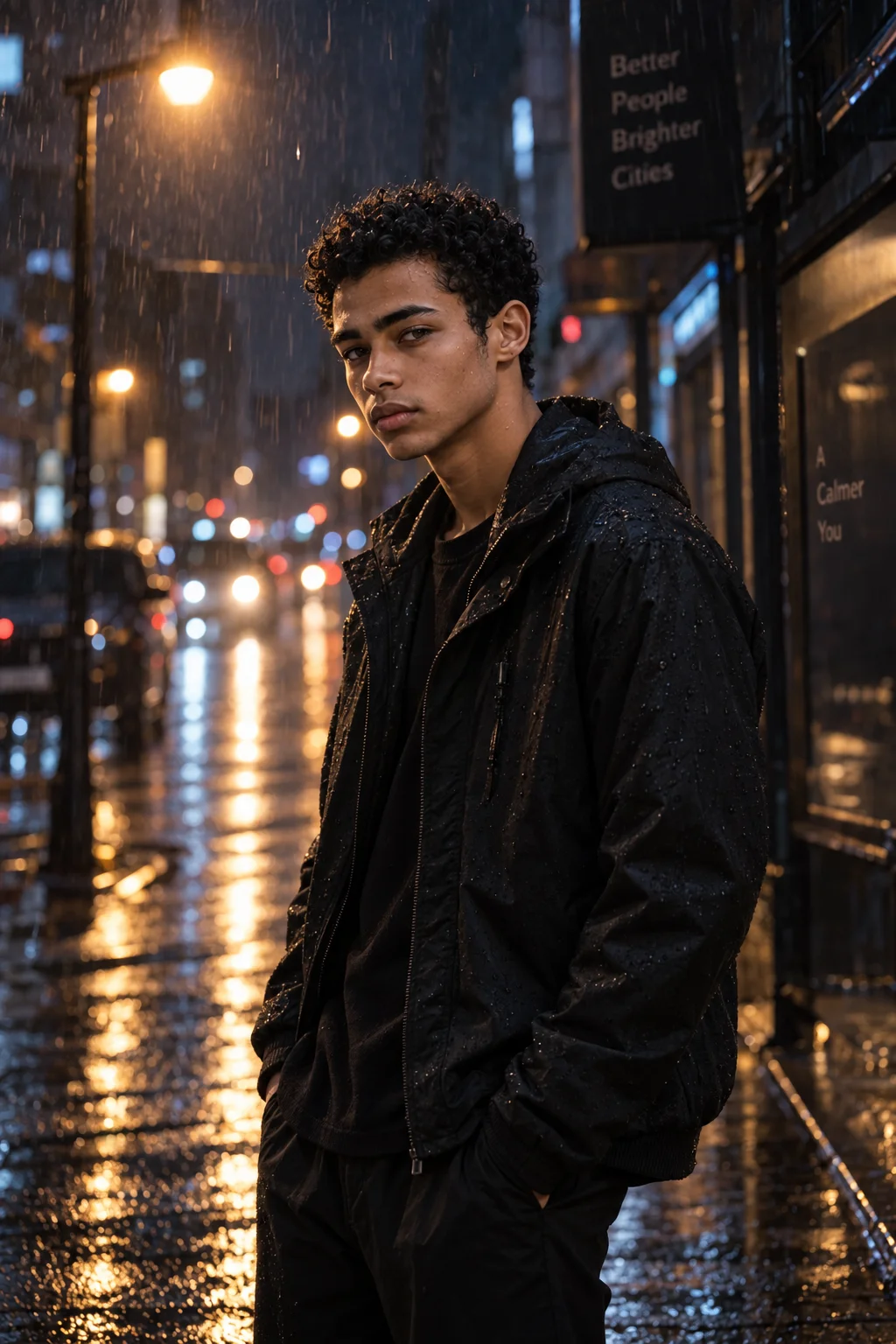 Cinematic Rain Boy Photo Prompt