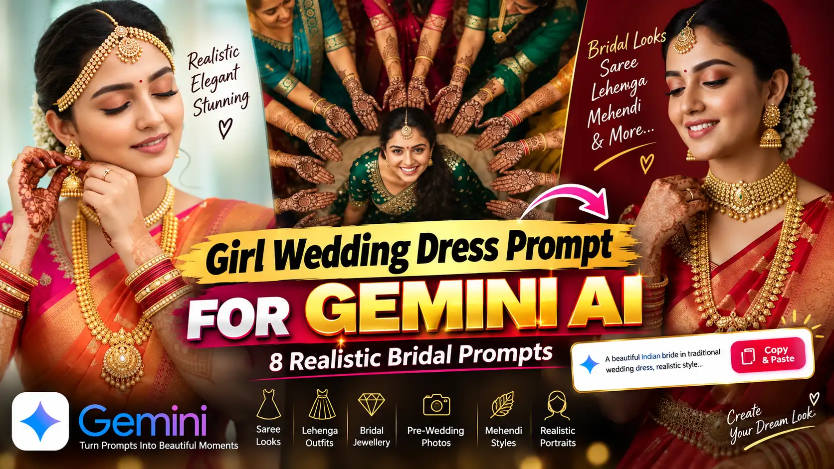 girl wedding dress prompts for gemini ai