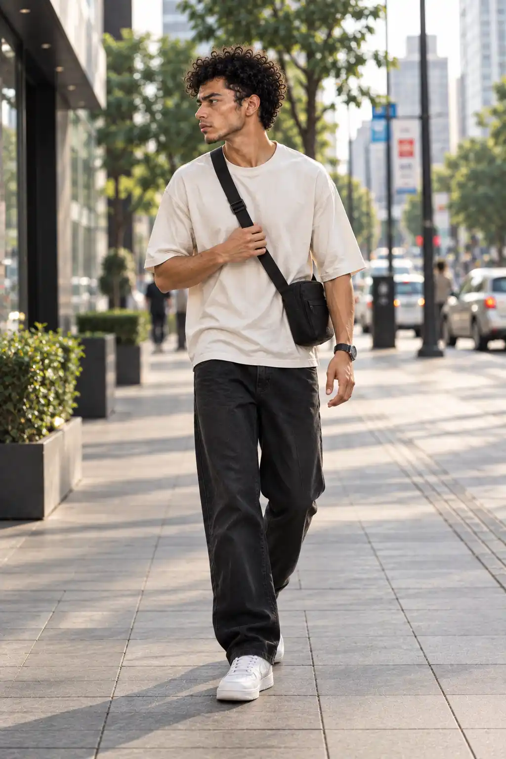 Casual walking streetwear portrait of a boy
