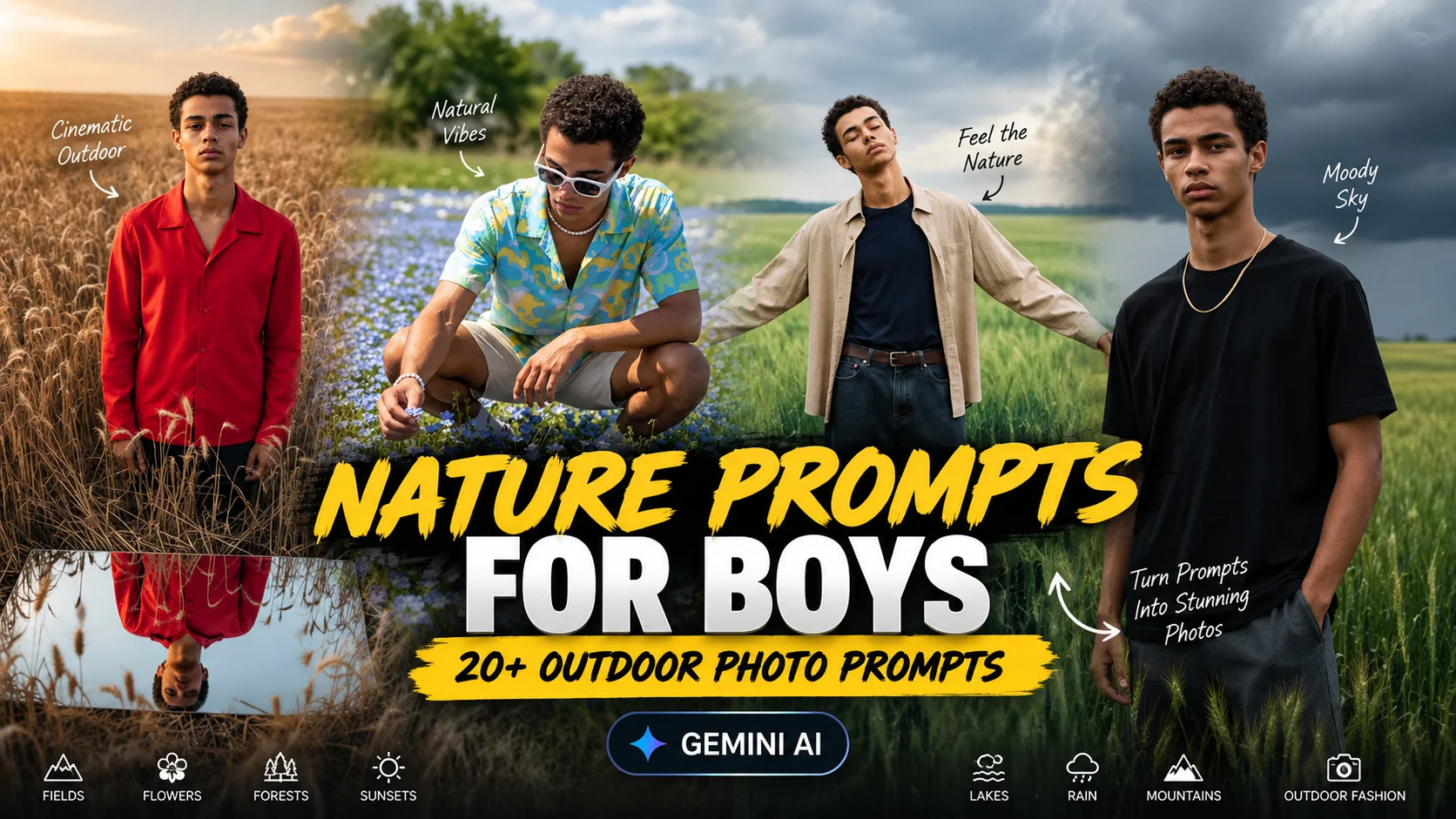 Outdoor Boys Photoshoot Prompts for Gemini AI