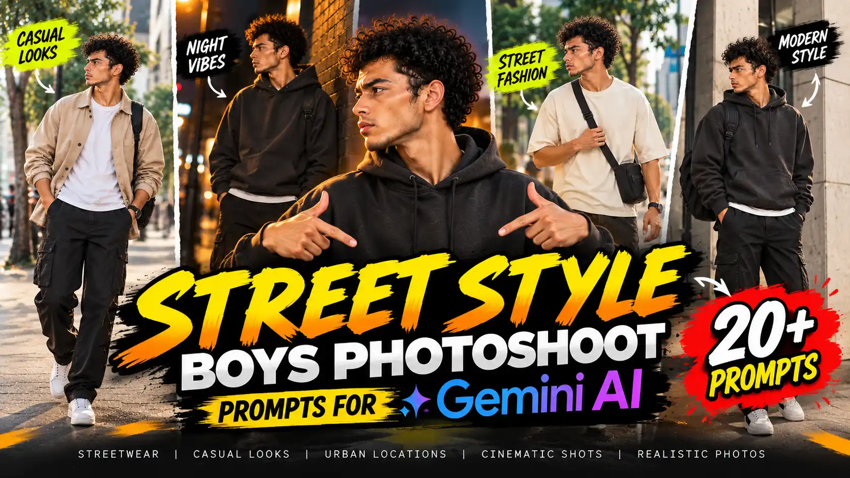Street Style Boys Photoshoot Prompts for Gemini AI