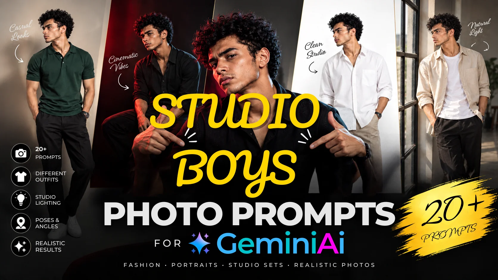 Studio Boys Photoshoot Prompts for Gemini AI
