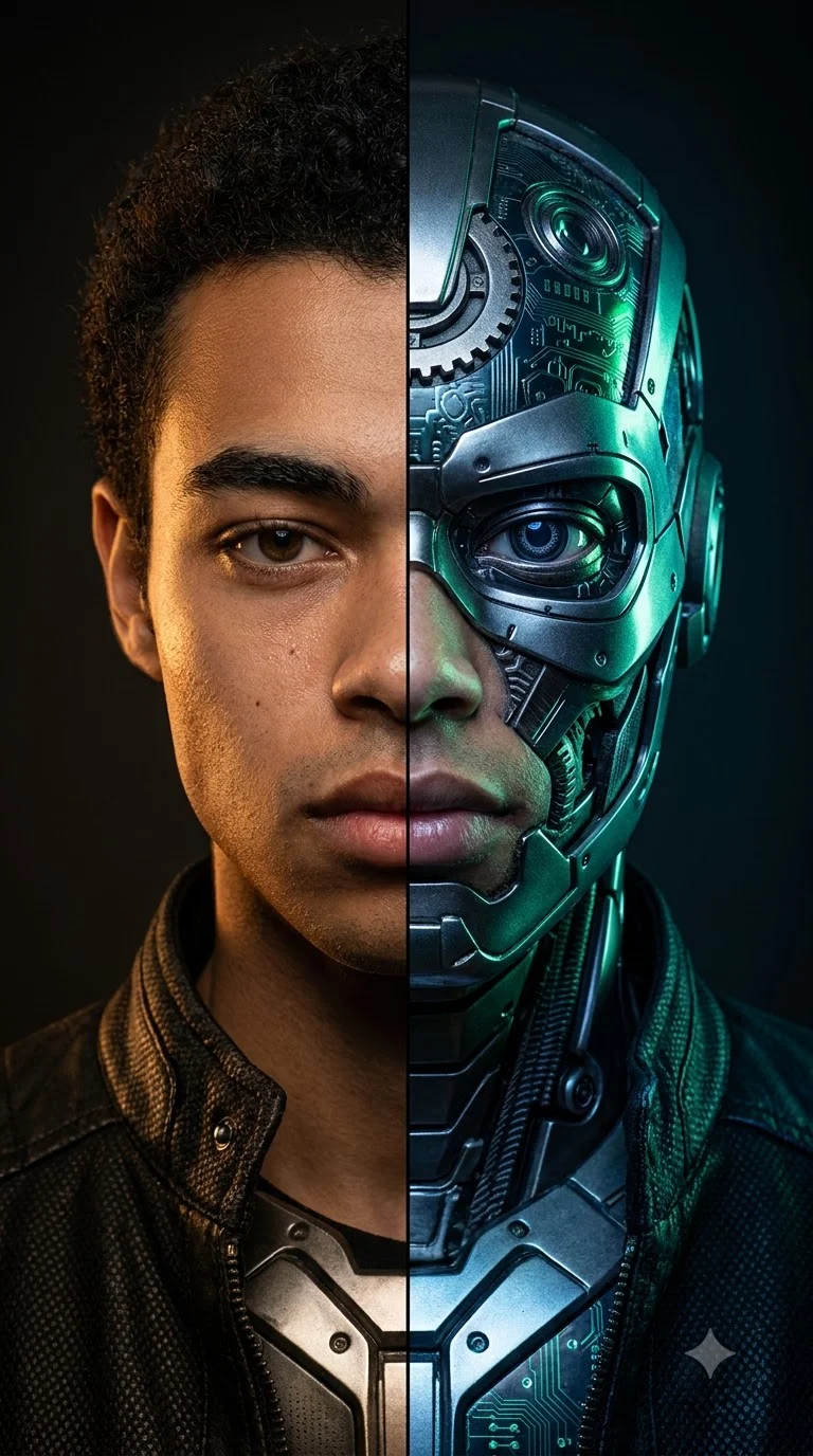Split Face with Dramatic Studio Lighting