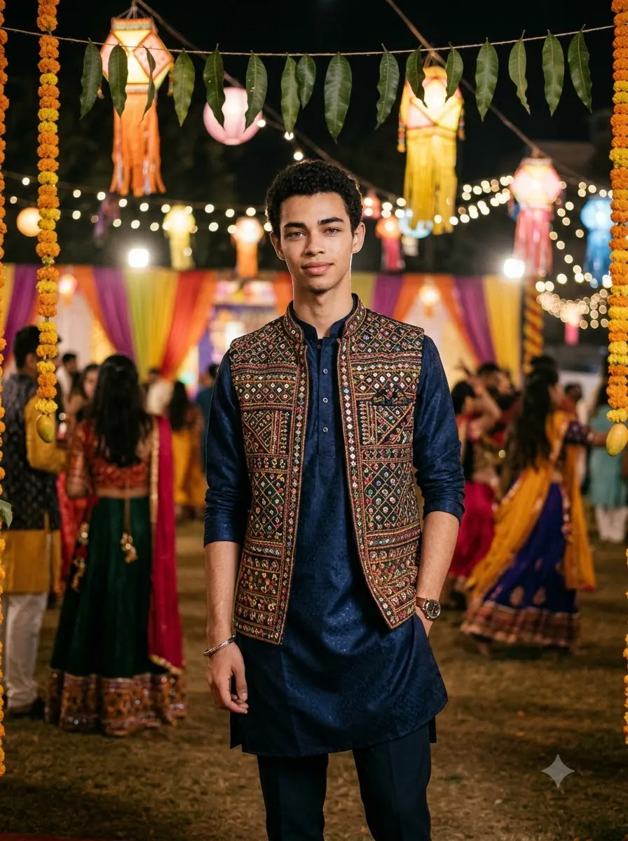 Stylish Modern Navratri Portrait for Boys