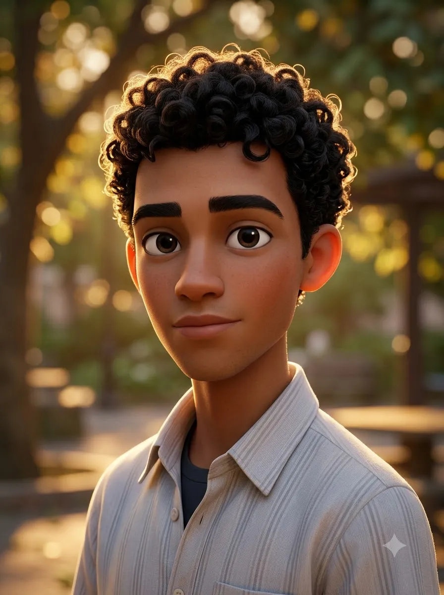 3D Cartoon Portrait With Golden-Hour Lighting