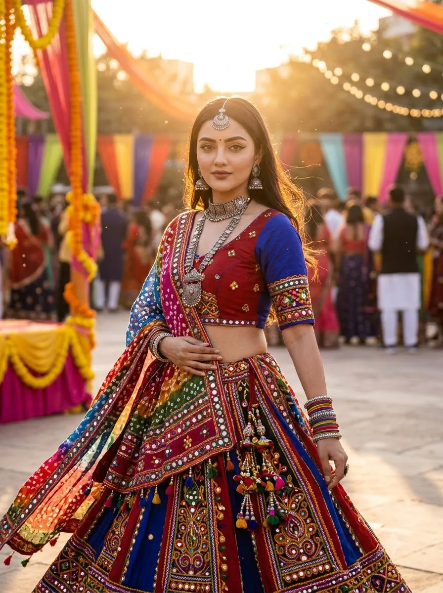 Golden-Hour Garba Portrait