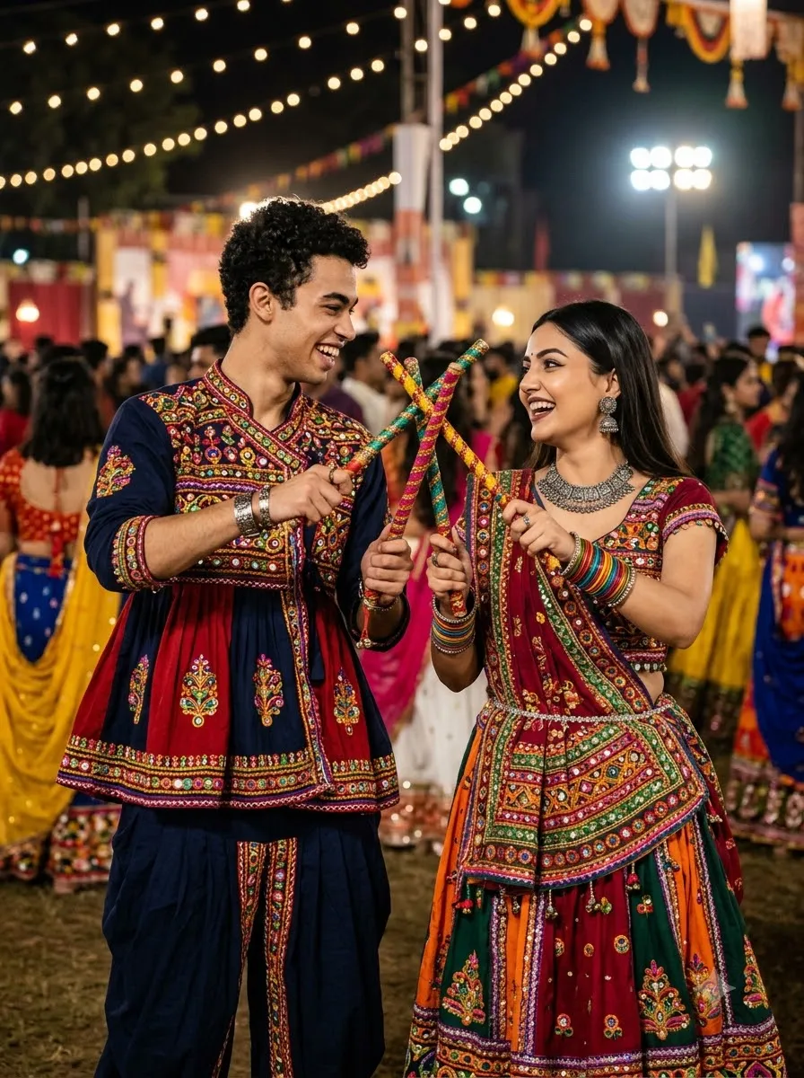 Couple Dandiya Night Photo
