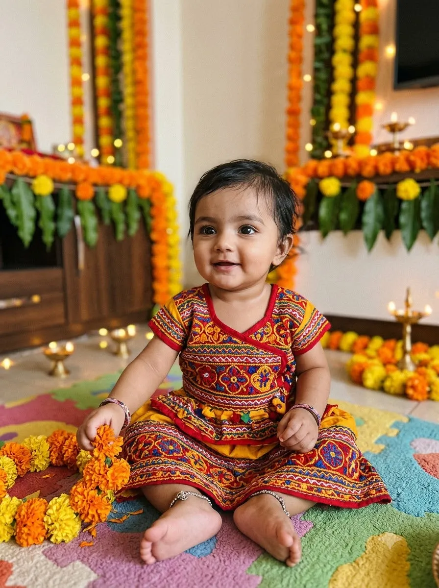 Baby Girl in a Traditional Navratri Outfit