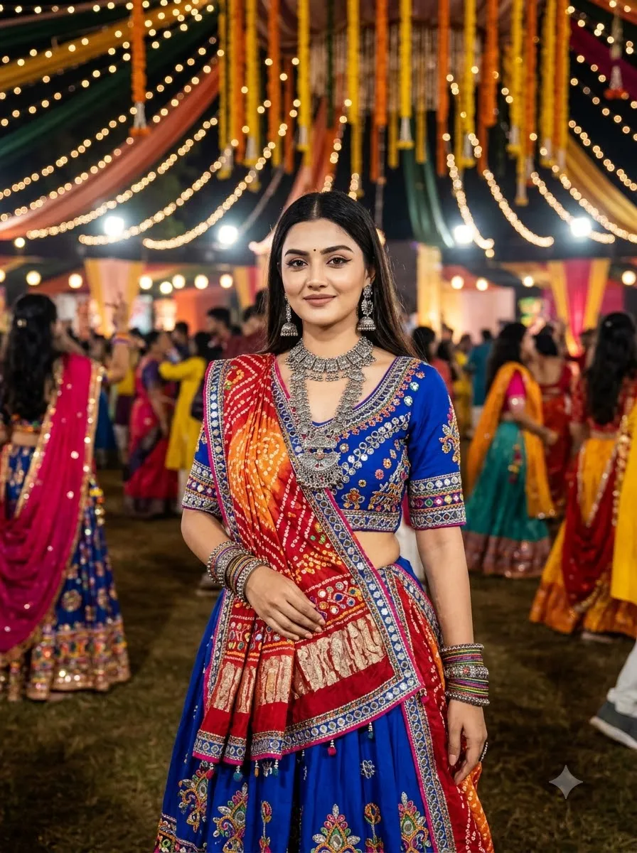 Royal Blue Mirror-Work Chaniya Choli
