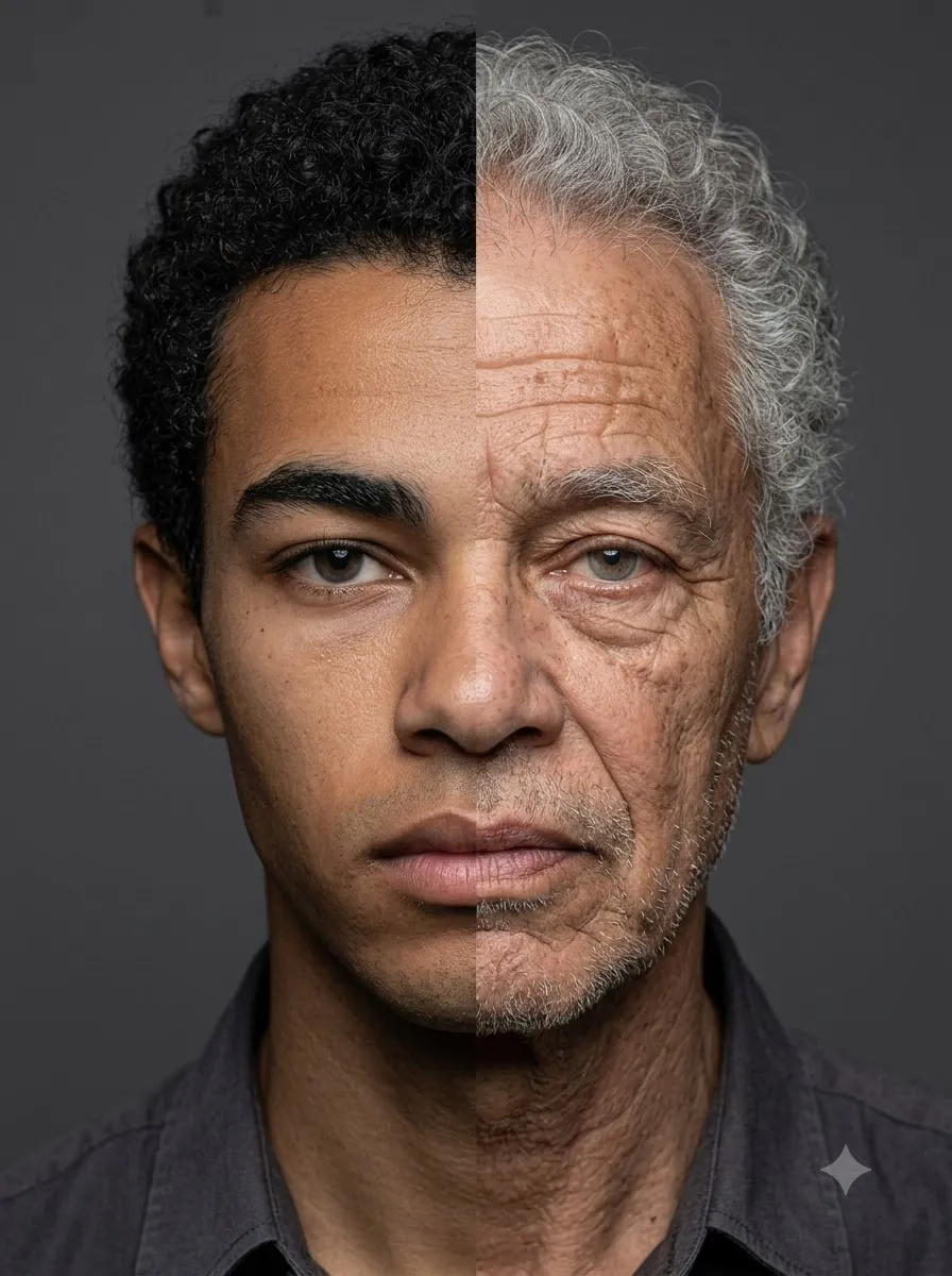 Half-Face Youth and Old Age Transformation