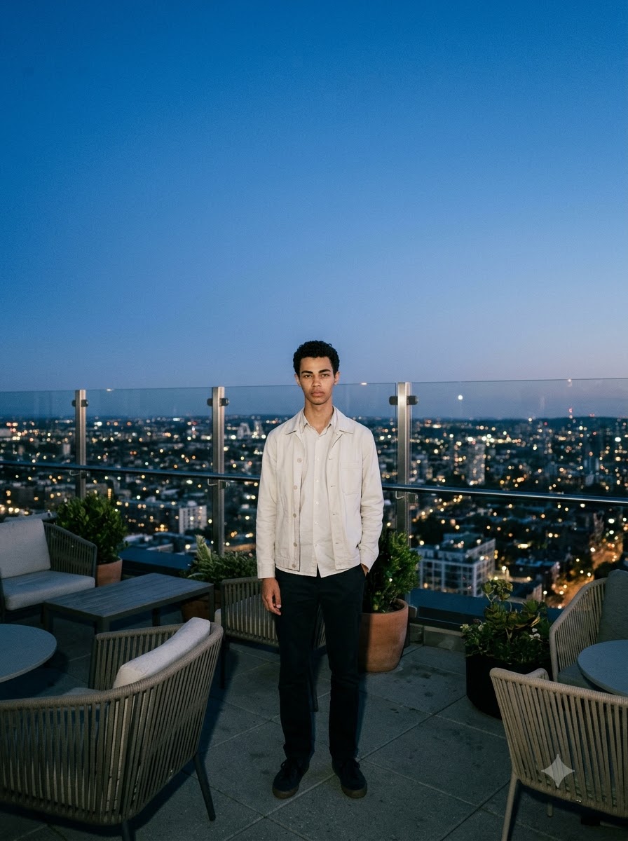 Rooftop Blue-Hour Lofi Dusk Prompt