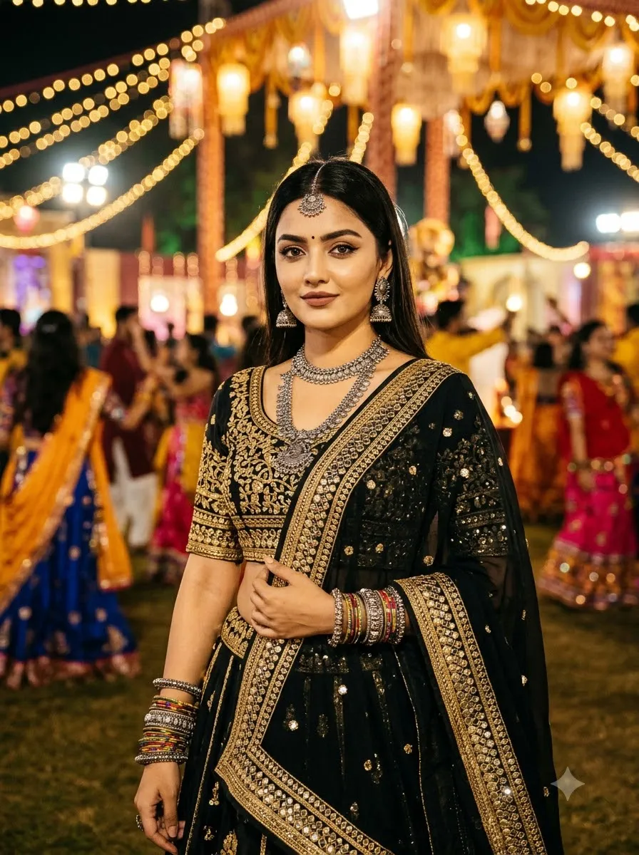 White and Silver Garba Outfit