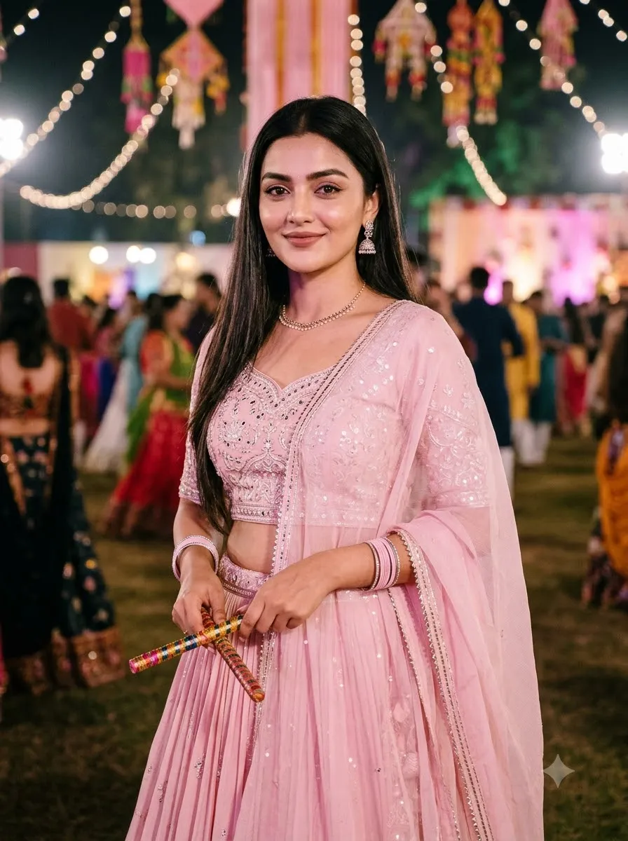 Simple Garba Look with Minimal Jewellery