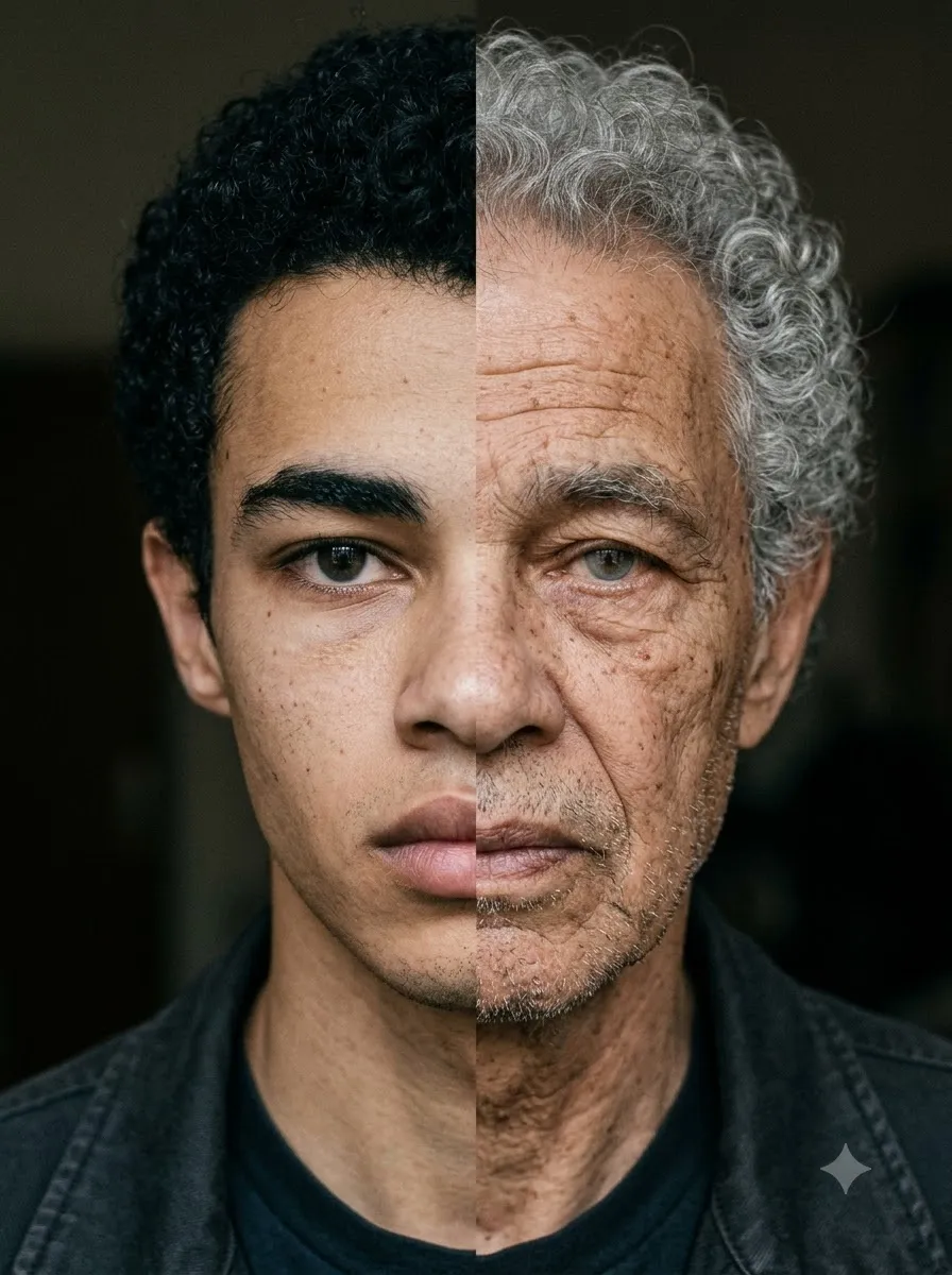 Vertical 9:16 Youth vs Old Age Portrait