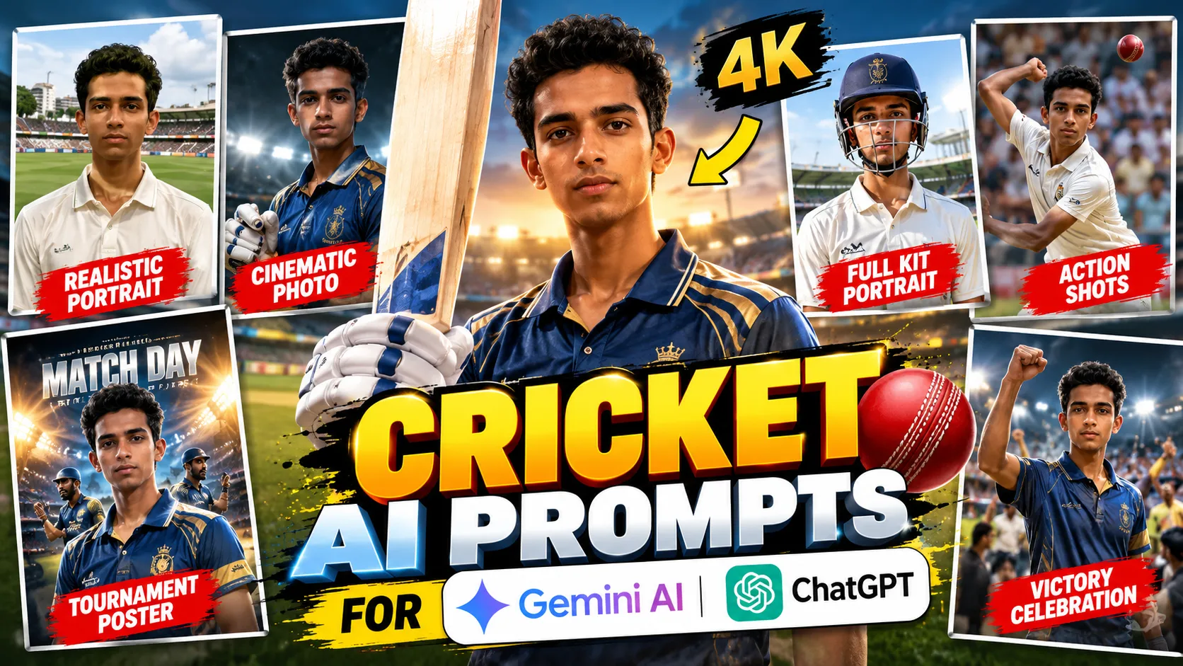 Cricket AI Photo Prompts for Gemini and ChatGPT