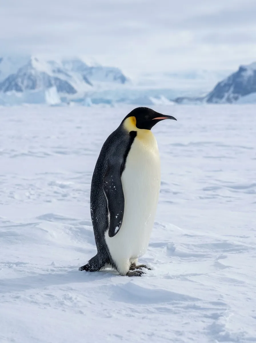 Emperor Penguin on a Frozen Snowfield