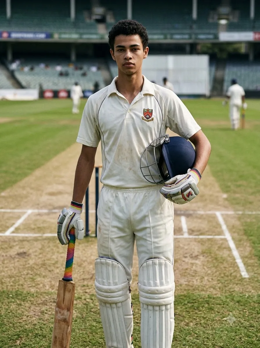 Cricket Player with Helmet